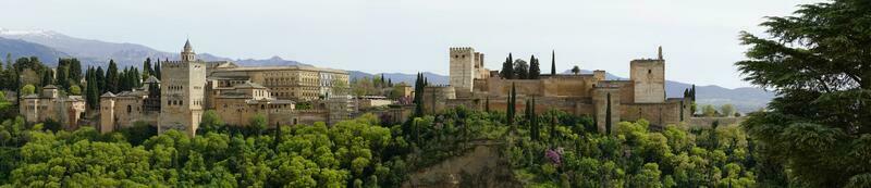 panoramico Visualizza di Alhambra fortezza nel granada, andalusia, Spagna foto