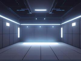 vuoto buio futuristico sci fi sala camera o studio. generativo ai foto