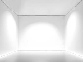 interno di un vuoto bianca studio camera. generativo ai foto