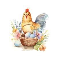 acquerello pollo con uova. illustrazione ai generativo foto