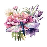 acquerello libellula botanico illustrazione. illustrazione ai generativo foto