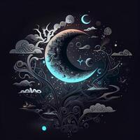 disegno di un' Luna nel il notte cielo. generativo ai. foto