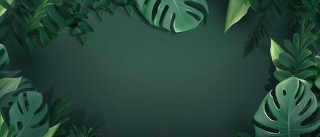 astratto verde sfondo con tropicale le foglie con copia spazio. ai generato. foto