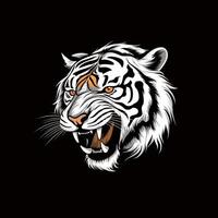 tigre testa viso logo o icona nel bianca su nero sfondo. internazionale tigre giorno. ai generato. foto