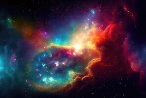 astratto di colorato esterno spazio nebulosa e galassia cielo sfondo. scienza e spazio concetto. generativo ai foto