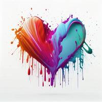 colorato cuore forma nel olio dipingere colore su isolato bianca sfondo. san valentino giorno e romanza concetto. digitale arte illustrazione tema. generativo ai foto