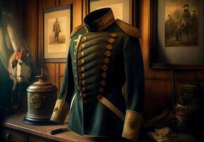 maschio militare uniforme di il 19 secolo. ai generato foto