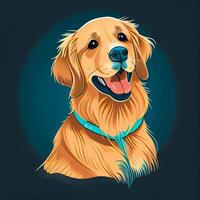 d'oro cane da riporto cane digitale arte cartone animato disegno. animale e animale domestico concetto. ritratto illustrazione. generativo ai foto