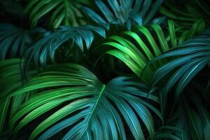 verde tropicale le foglie sfondo. illustrazione ai generativo foto