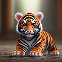 carino minuscolo poco tigre cucciolo , generativo ai foto