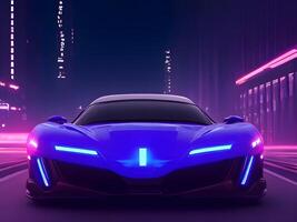 futuristico elettrico concetto auto nel cyberpunk sfondo. generativo ai foto