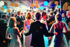 ballo di fine anno festa mille dollari palla nel America astratto illustrazione generativo ai foto