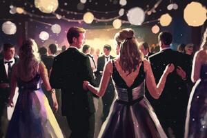ballo di fine anno festa mille dollari palla nel America astratto illustrazione generativo ai foto