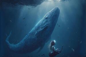 Regina di il balene subacqueo regno illustrazione generativo ai foto