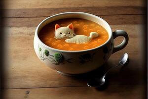 gatto forma la minestra ciotola illustrazione generativo ai foto