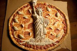 statua di libertà Pizza forma illustrazione generativo ai foto