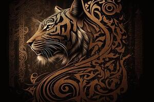 tigre tribale tatuaggio illustrazione generativo ai foto