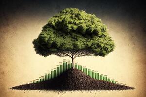 albero disposte come un' verde grafico sostenibile sviluppo concetto piantare un' albero idea illustrazione generativo ai foto