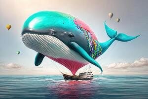 balena fatto di palloncini illustrazione generativo ai foto