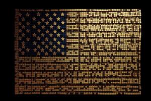 Stati Uniti d'America bandiera fatto su di oro illustrazione generativo ai foto