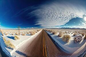 molto freddo tempo metereologico nel America paesaggio unito stati nel inverno illustrazione generativo ai foto