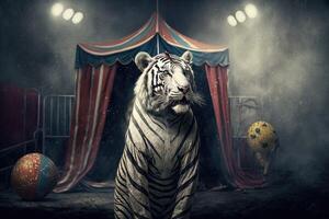 bianca tigre circo animale illustrazione generativo ai foto
