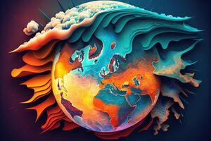 mondo meteorologia meteorologico giorno pianeta con tempo metereologico astratto illustrazione generativo ai foto