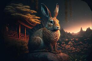 anno di il coniglio 2023 lepre chines oroscopo illustrazione generativo ai foto