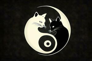 yin yang gatto fatto carino nero e bianca gatti nel Yin Yang forma. illustrazione generativo ai foto