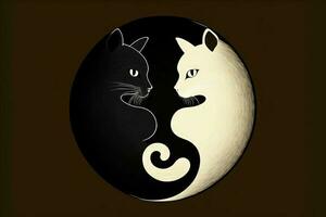 yin yang gatto fatto carino nero e bianca gatti nel Yin Yang forma. illustrazione generativo ai foto