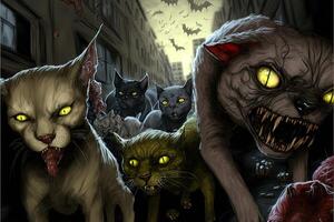 zombie gatti illustrazione generativo ai foto