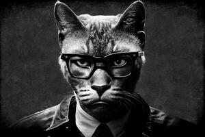 gatto come malcom X famoso storico personaggio ritratto illustrazione generativo ai foto