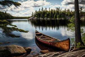 canoa algonquin lago parco illustrazione generativo ai foto