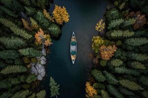 aereo Visualizza di canoa algonquin lago parco illustrazione generativo ai foto