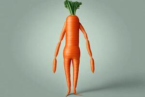 carota umano forma verdura creativo dieta cibo salutare mangiare concetto foto di umano fatto di fresco frutta e verdure illustrazione generativo ai