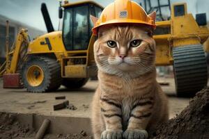 costruzione luogo manager gatto Lavorando lavoro professione illustrazione generativo ai foto