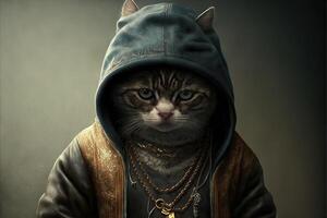 cantante rap gatto illustrazione generativo ai foto