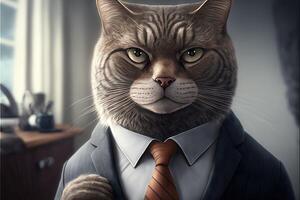 gatto uomo d'affari llustration generativo ai foto