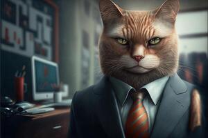 gatto uomo d'affari llustration generativo ai foto