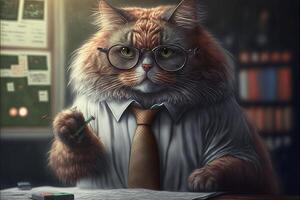 gatto finanziario consulente llustration generativo ai foto