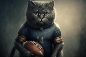 carino gatto calcio giocatore illustrazione generativo ai foto