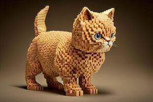 gatto fatto di plastica mattoni illustrazione generativo ai foto
