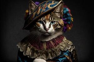 gatto nel carnevale costume illustrazione generativo ai foto