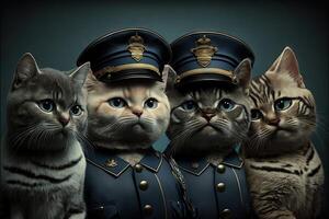 gatto come poliziotto illustrazione generativo ai foto