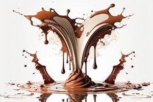 cioccolato spruzzo su bianca sfondo illustrazione generativo ai foto