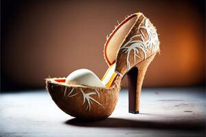 Noce di cocco donne scarpe con alto tacchi generativo ai foto