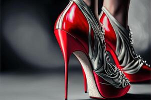San Valentino giorno rosso donne scarpe con alto tacchi generativo ai foto