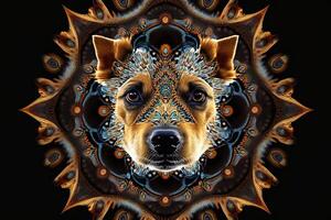 cane animale mandala frattale illustrazione generativo ai foto