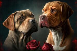 coppia amore di cani con poco cuore per San Valentino giorno generativo ai foto