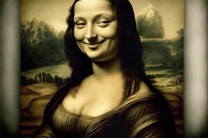 sorridente mona lisa ritratto illustrazione generativo ai foto